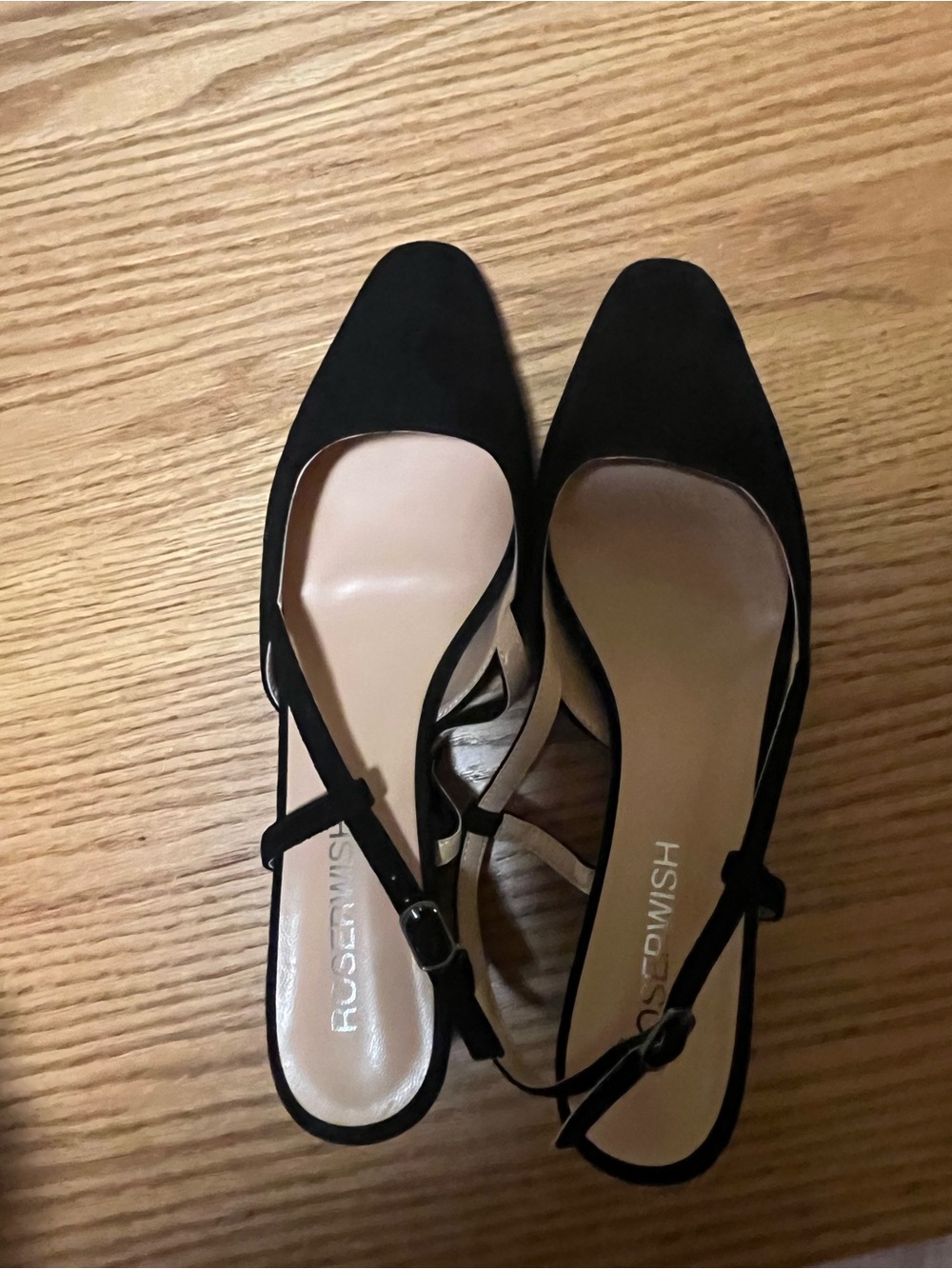 Women’s Roserwish Black Suede Slingback Kitten Heal.Size 9.5